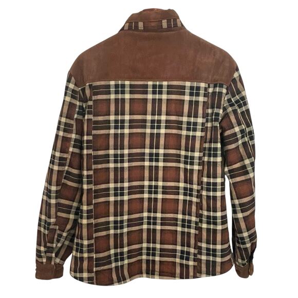 Brown Black Twill & Corduroy Sherpa Lined Shacket Men MED Chore Barn Farm Casual - Picture 2 of 11